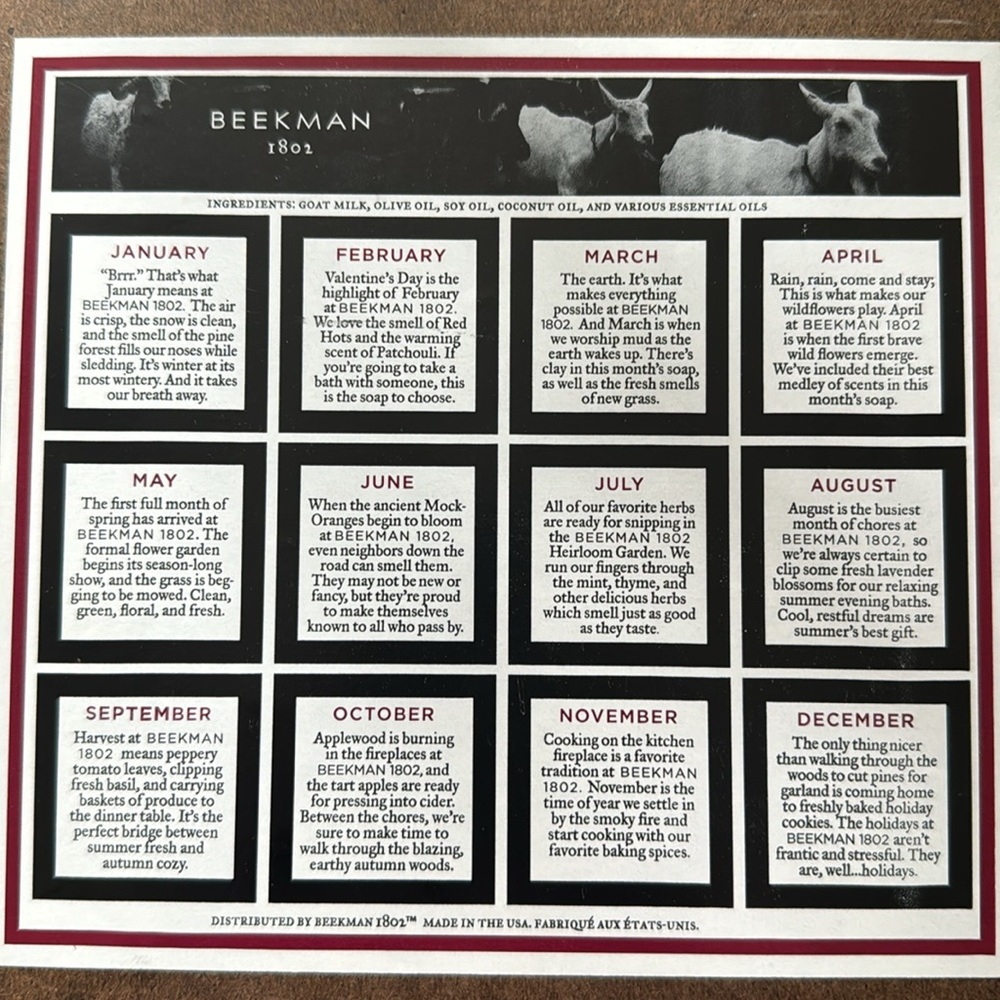 Beekman 1802 A Year in the Country 12 Month Soqp Collection - Picture 6 of 6
